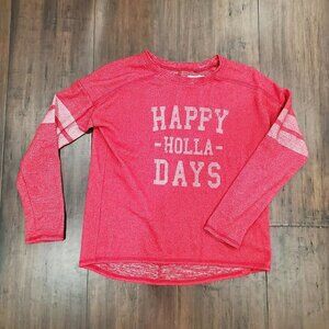 Grayson Threads Slipware Happy Holla Days Red Pajama Sweatshirt Size M Christmas